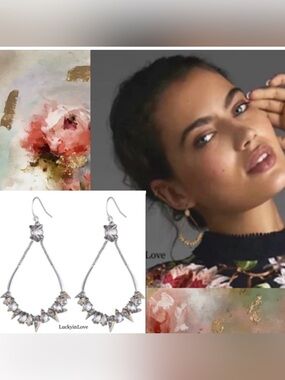ALEXIS BITTAR • Silver Spiked Thorny Lacey Chain Crystal CZ Mosaic New Earrings